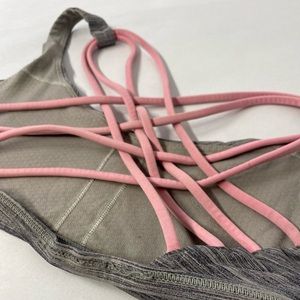 Lululemon Free To Be Wild Grey Pink Strappy Bra